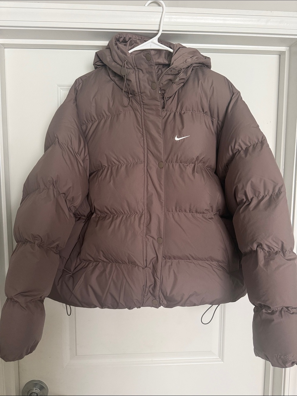 Nike Women's Taupe Brown Puffer Jacket with Hood